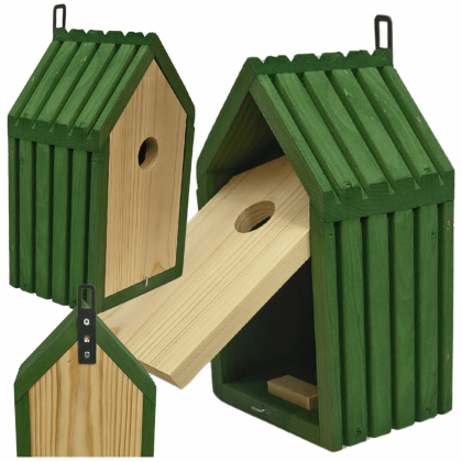 Budka lęgowa dla ptaków sikorek kosa WLOT A 2,8 cm ZMONTOWANA lamele impregnat