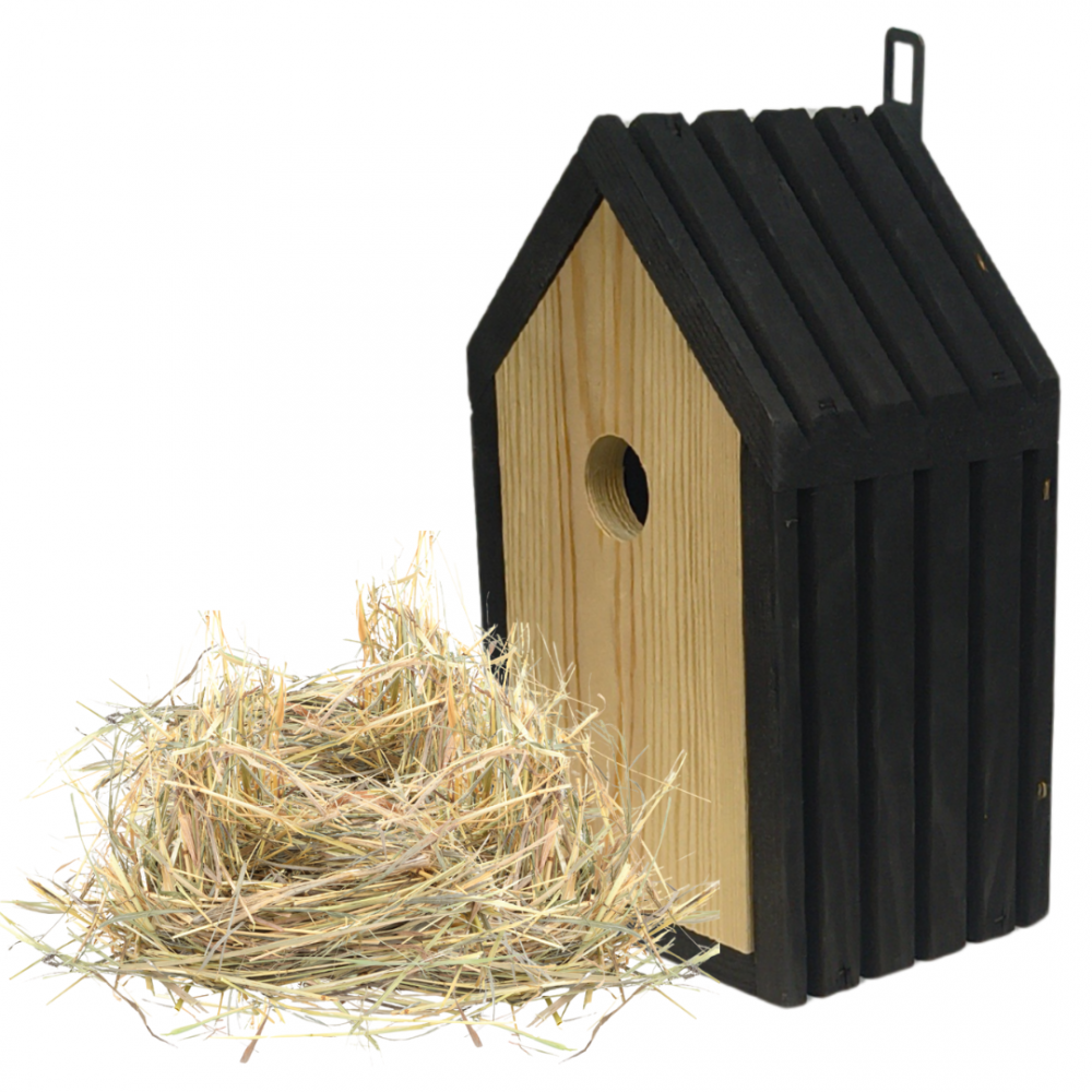 Budka lęgowa dla ptaków sikorek kosa WLOT A 2,8 cm ZMONTOWANA sianko IMPREGNAT