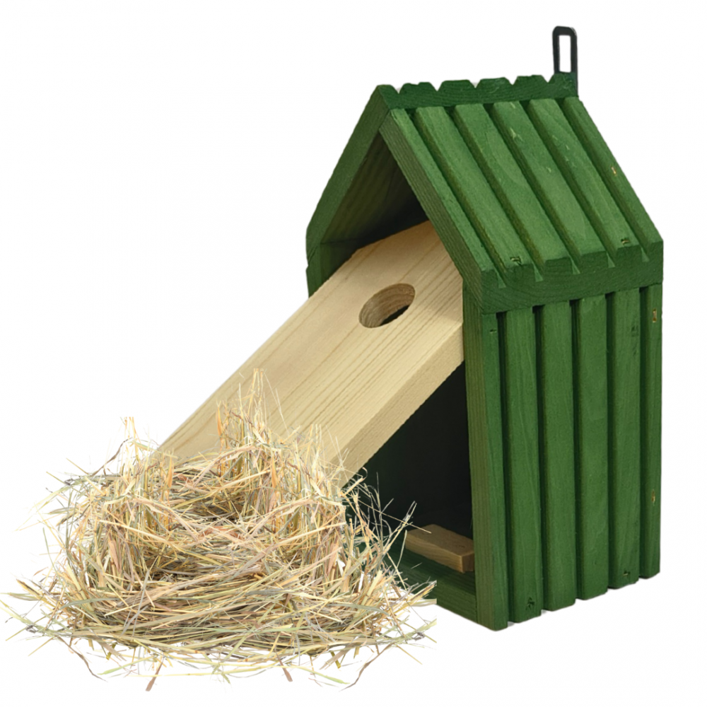 Budka lęgowa dla ptaków sikorek kosa WLOT A 2,8 cm GOTOWA sianko IMPREGNAT