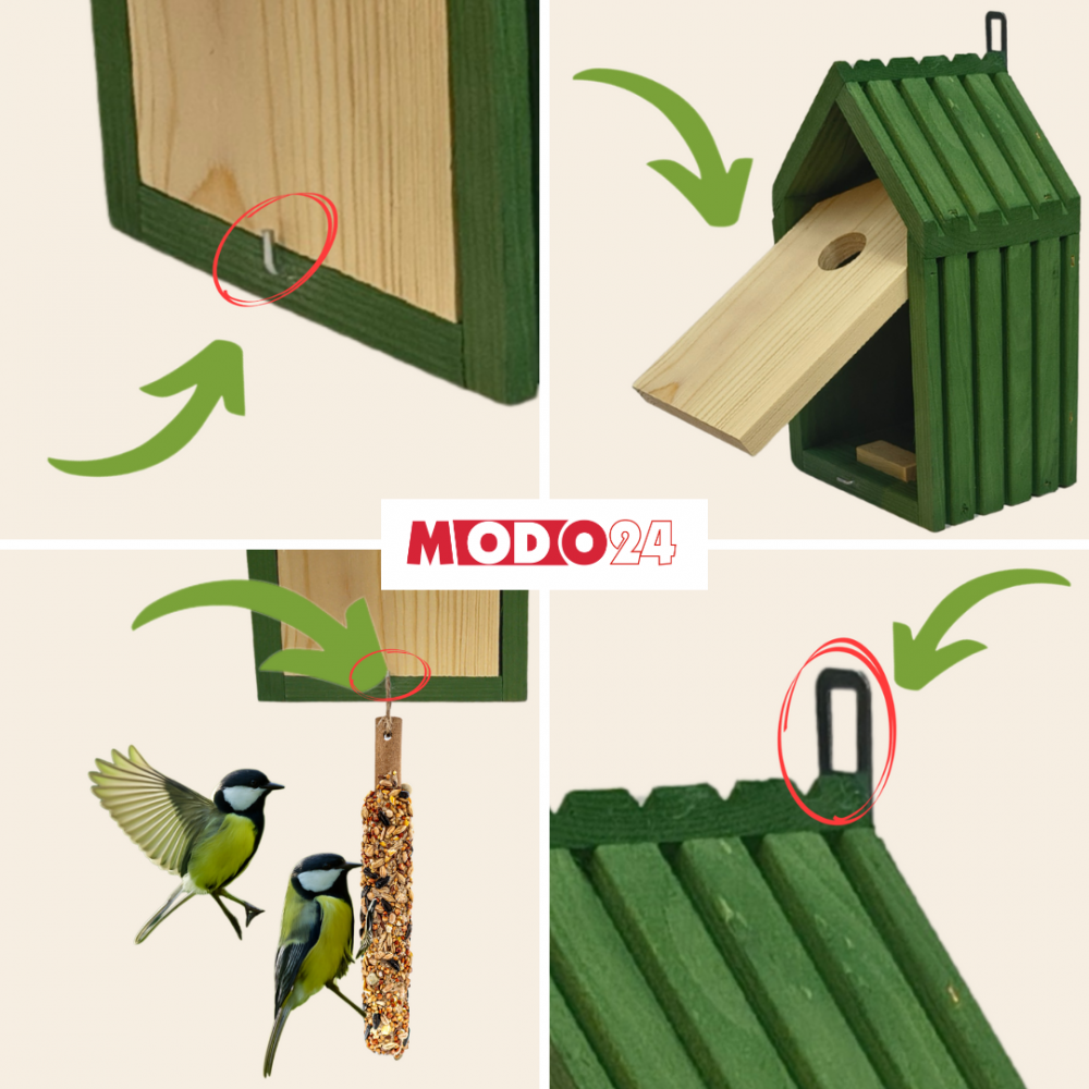 Budka lęgowa dla ptaków sikorek kosa WLOT A 2,8 cm GOTOWA sianko IMPREGNAT