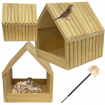 Karmnik dla ptaków naturalny drewniany EKO 117x24x22 cm ogrodowy stojący