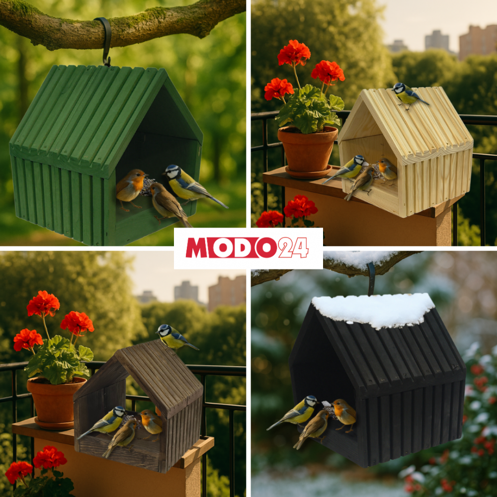 Karmnik dla ptaków naturalny drewniany EKO 117x24x22 cm ogrodowy stojący