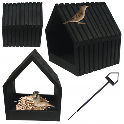 Karmnik dla ptaków drewniany EKO impregnowany 117x24x22 cm ogrodowy stojący