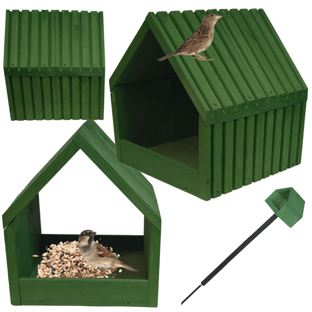 Karmnik dla ptaków impregnowany EKO drewniany 117x24x22 cm domek ogrodowy