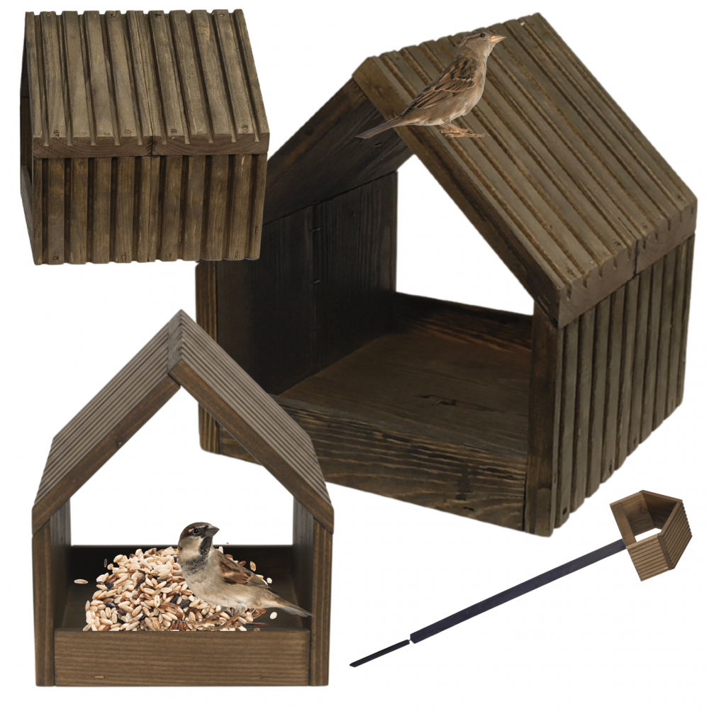 Karmnik dla ptaków drewniany impregnowany EKO 117x24x22 cm domek ogrodowy