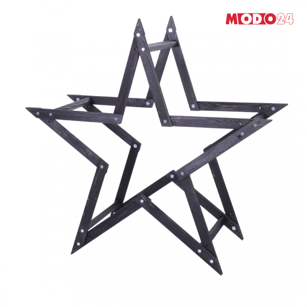 Gwiazda świąteczna 3D składana łatwy montaż ModoStar 114cm drewniana CZARNA