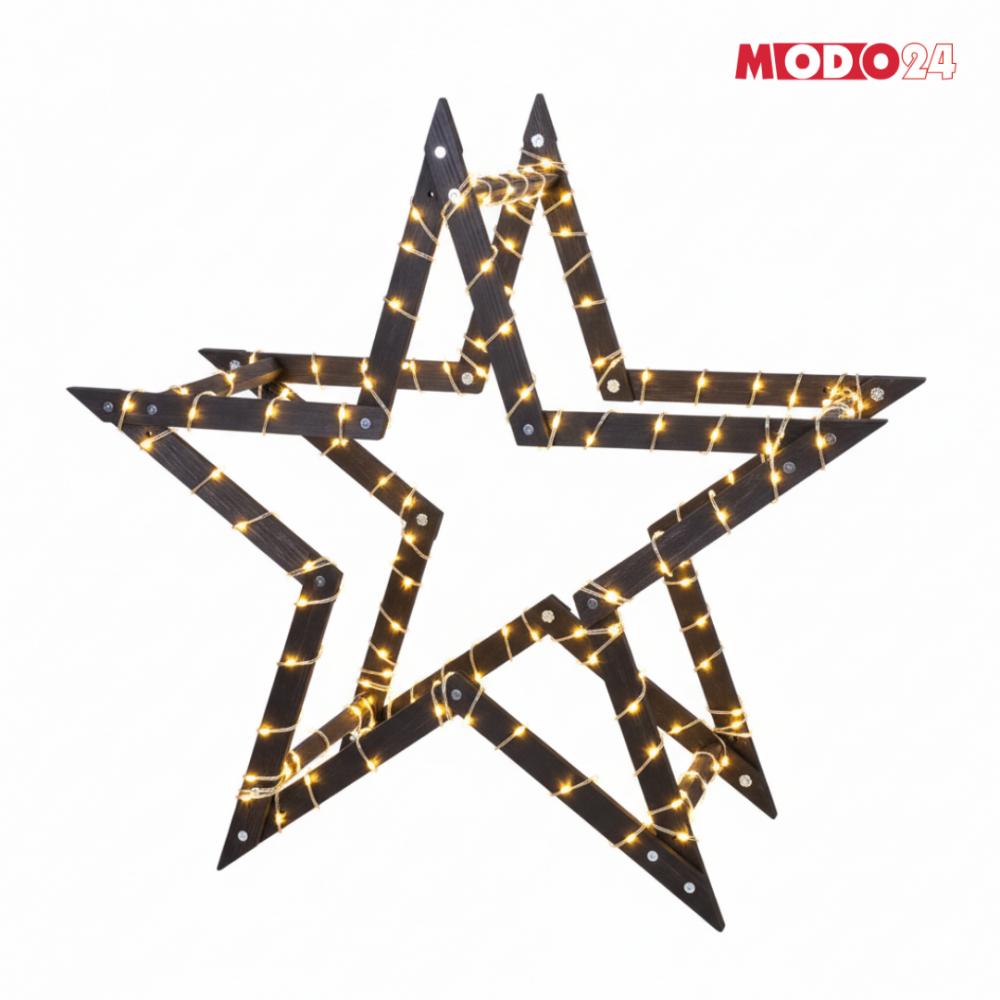 Gwiazda świąteczna 3D składana łatwy montaż ModoStar 114cm drewniana CZARNA