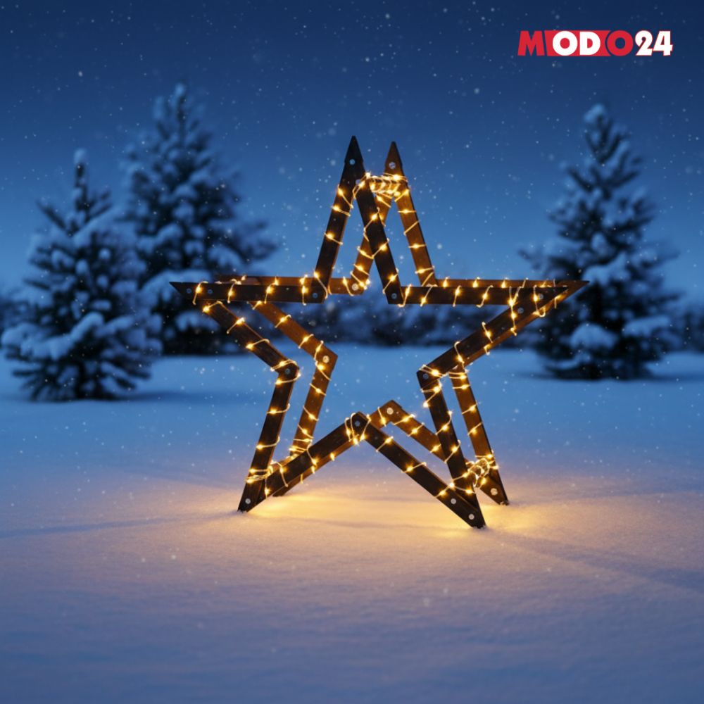 Gwiazda świąteczna 3D składana łatwy montaż ModoStar 114cm drewniana CZARNA