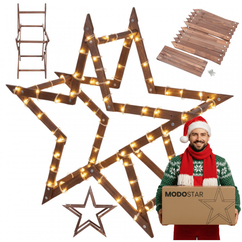 Gwiazda świąteczna 3D łatwe składanie ModoStar 114 cm drewniana IMPREGNAT