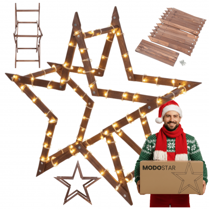 Gwiazda świąteczna 3D łatwe składanie ModoStar 114 cm drewniana IMPREGNAT