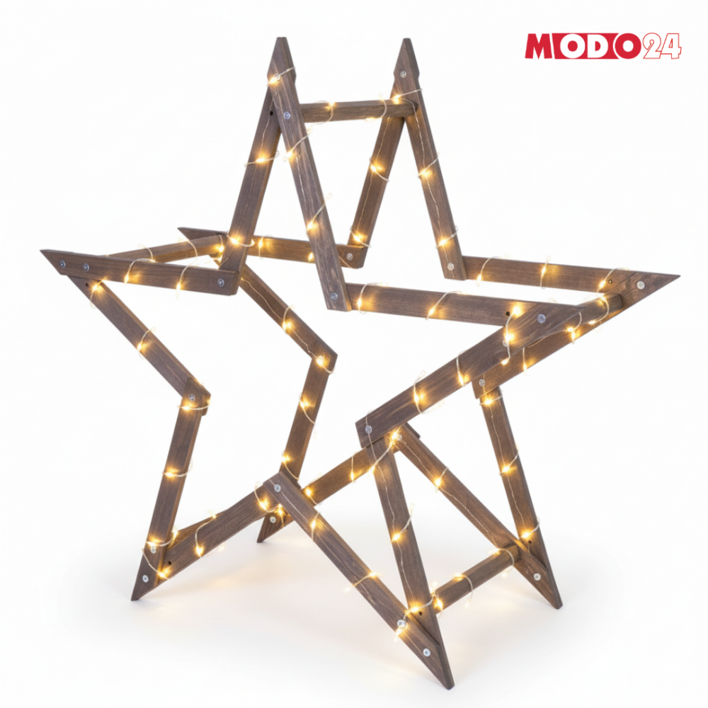 Gwiazda świąteczna 3D ulepszona z koziołków ModoStar 114cm drewno IMPREGNAT