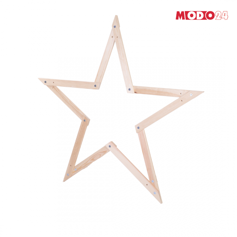 Gwiazda zawieszana świąteczna kompaktowa ModoStar 114cm naturalna drewniana
