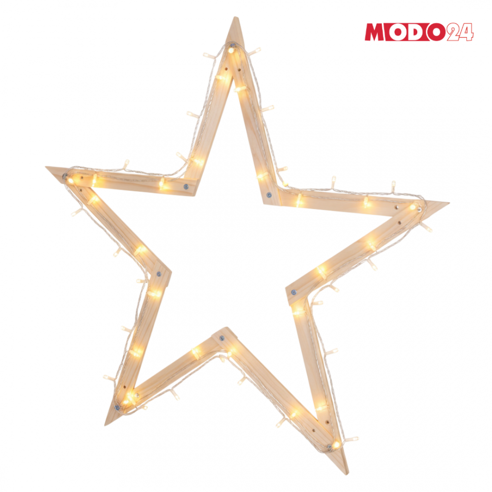 Gwiazda zawieszana świąteczna kompaktowa ModoStar 114cm naturalna drewniana