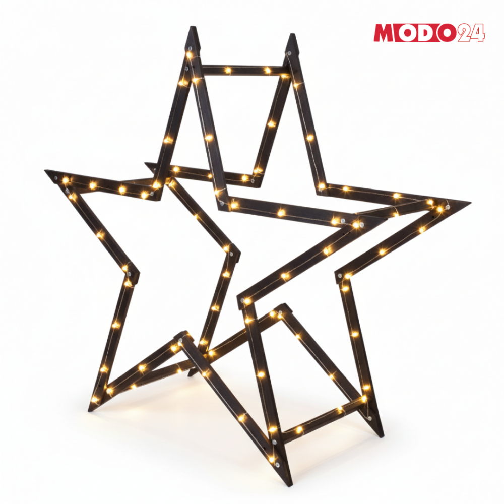 Gwiazda świąteczna 3D składana łatwy montaż ModoStar 139cm drewniana CZARNA