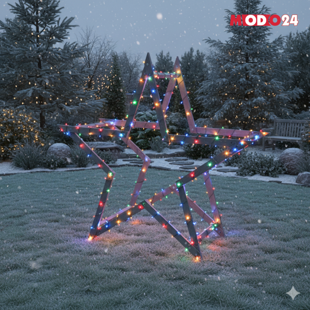 Gwiazda świąteczna 3D ulepszona z koziołków ModoStar 139cm drewno IMPREGNAT