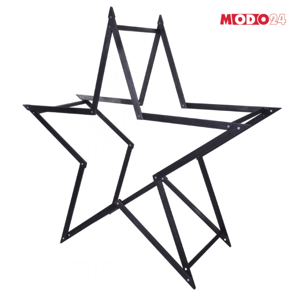 Gwiazda świąteczna 3D składana łatwy montaż ModoStar 189cm drewniana CZARNA