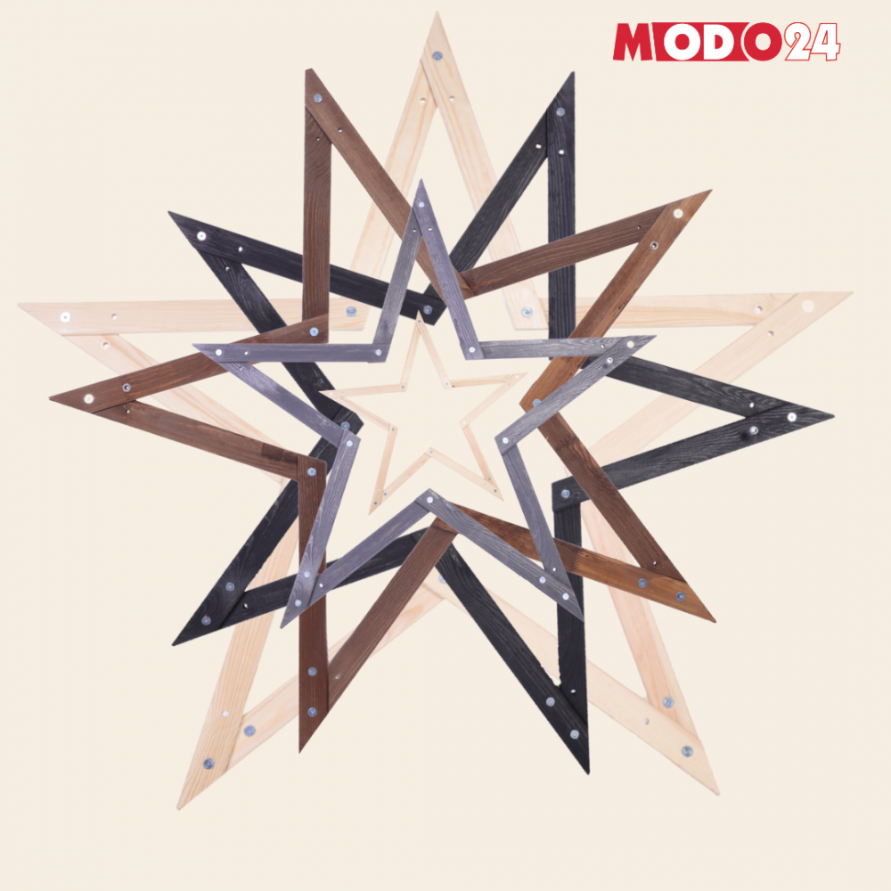 Gwiazda świąteczna 3D składana łatwy montaż ModoStar 189cm drewniana CZARNA