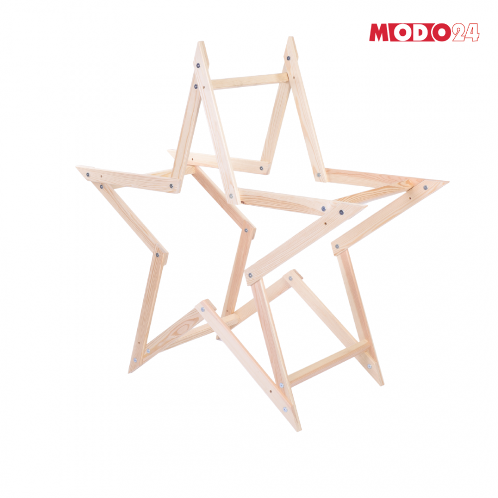 Gwiazda Bożonarodzeniowa 3D szybki demontaż ModoStar 114cm IMPREGNAT drewno