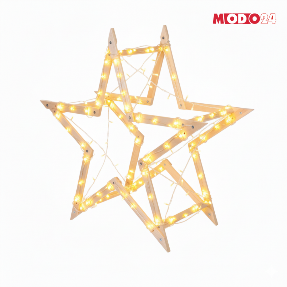 Gwiazda Bożonarodzeniowa 3D szybki demontaż ModoStar 114cm IMPREGNAT drewno