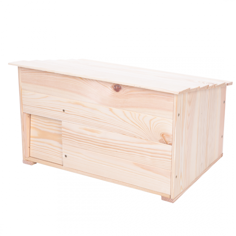 Domek dla jeża L naturalny schron drewniany miseczka i sianko ogrodowy eko