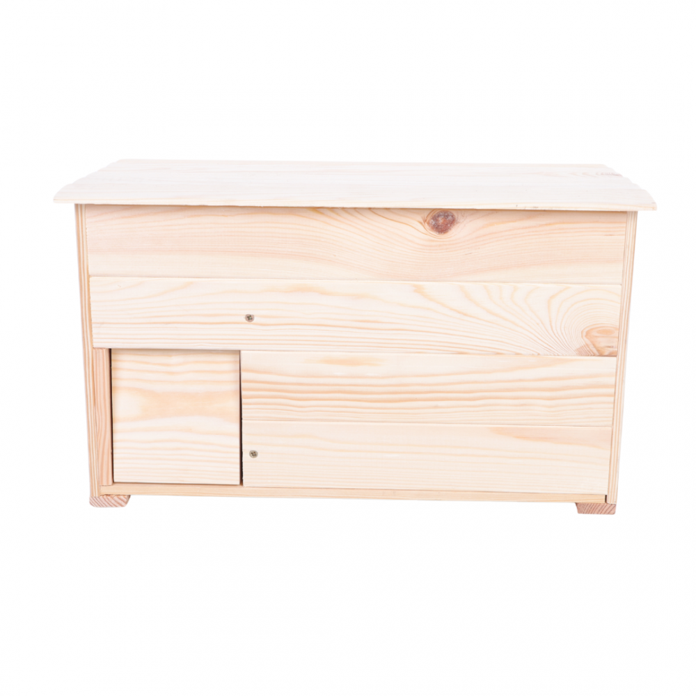 Domek dla jeża L naturalny schron drewniany miseczka i sianko ogrodowy eko