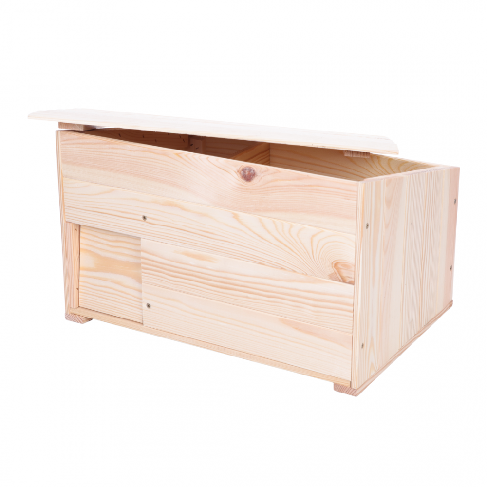 Domek dla jeża L naturalny schron drewniany miseczka i sianko ogrodowy eko