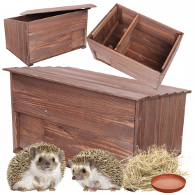 Domek dla jeża S dom drewniany ogrodowy impregnat miseczka i sianko eko