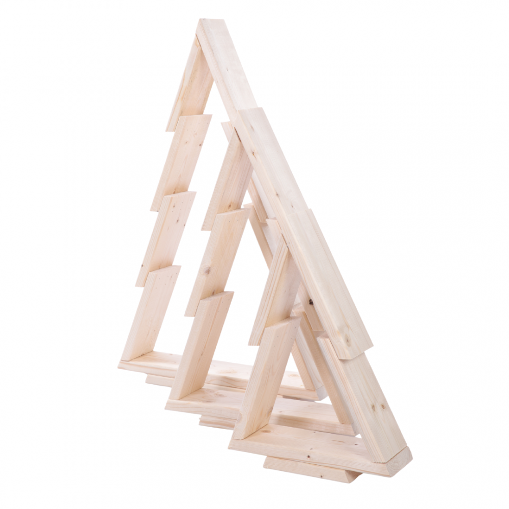 Zestaw 3 choinek CHOINKI DREWNIANE KOMPLET 43-75cm ZMONTOWANE EKO CHOINKA