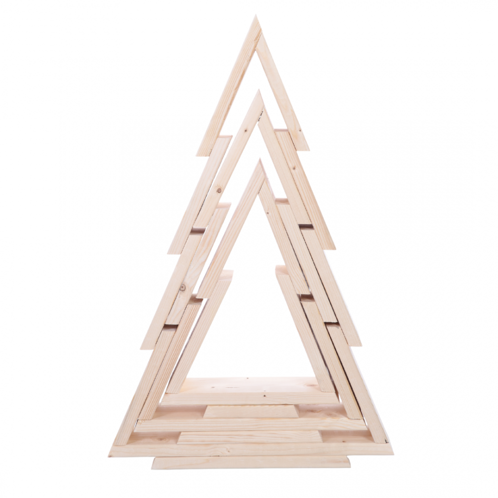 Zestaw 3 choinek CHOINKI DREWNIANE KOMPLET 43-75cm ZMONTOWANE EKO CHOINKA