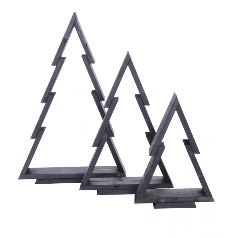 Zestaw 3 choinek CHOINKI DREWNIANE KOMPLET 43-75cm ZMONTOWANE IMPREGNAT