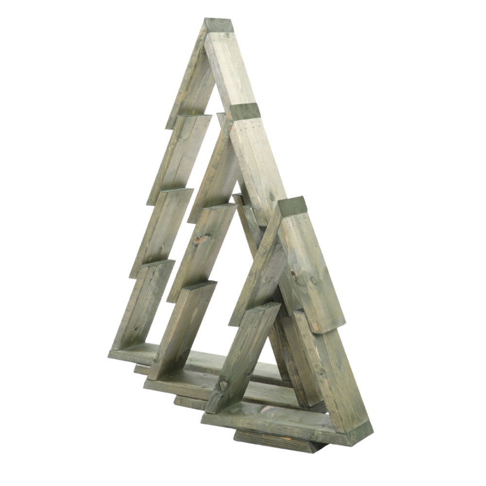 Zestaw 3 choinek CHOINKI DREWNIANE KOMPLET 43-75cm ZMONTOWANE IMPREGNAT