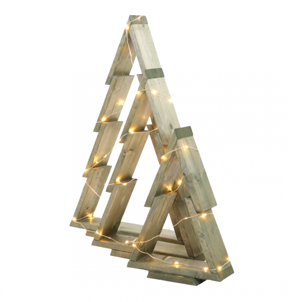 Zestaw 3 choinek CHOINKI DREWNIANE KOMPLET 43-75cm ZMONTOWANE IMPREGNAT