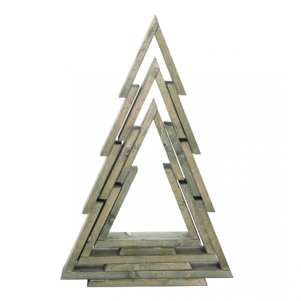 Zestaw 3 choinek CHOINKI DREWNIANE KOMPLET 43-75cm ZMONTOWANE IMPREGNAT