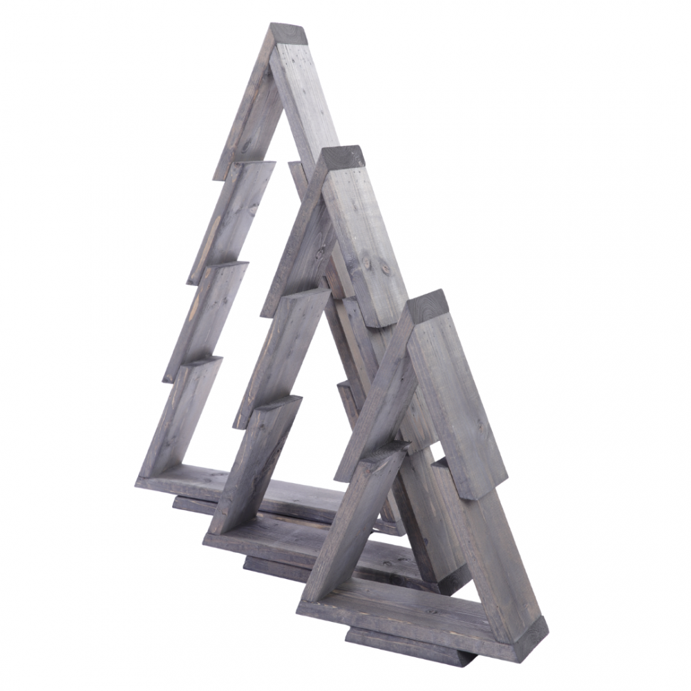 Zestaw 3 choinek CHOINKI DREWNIANE KOMPLET 43-75cm ZMONTOWANE IMPREGNAT