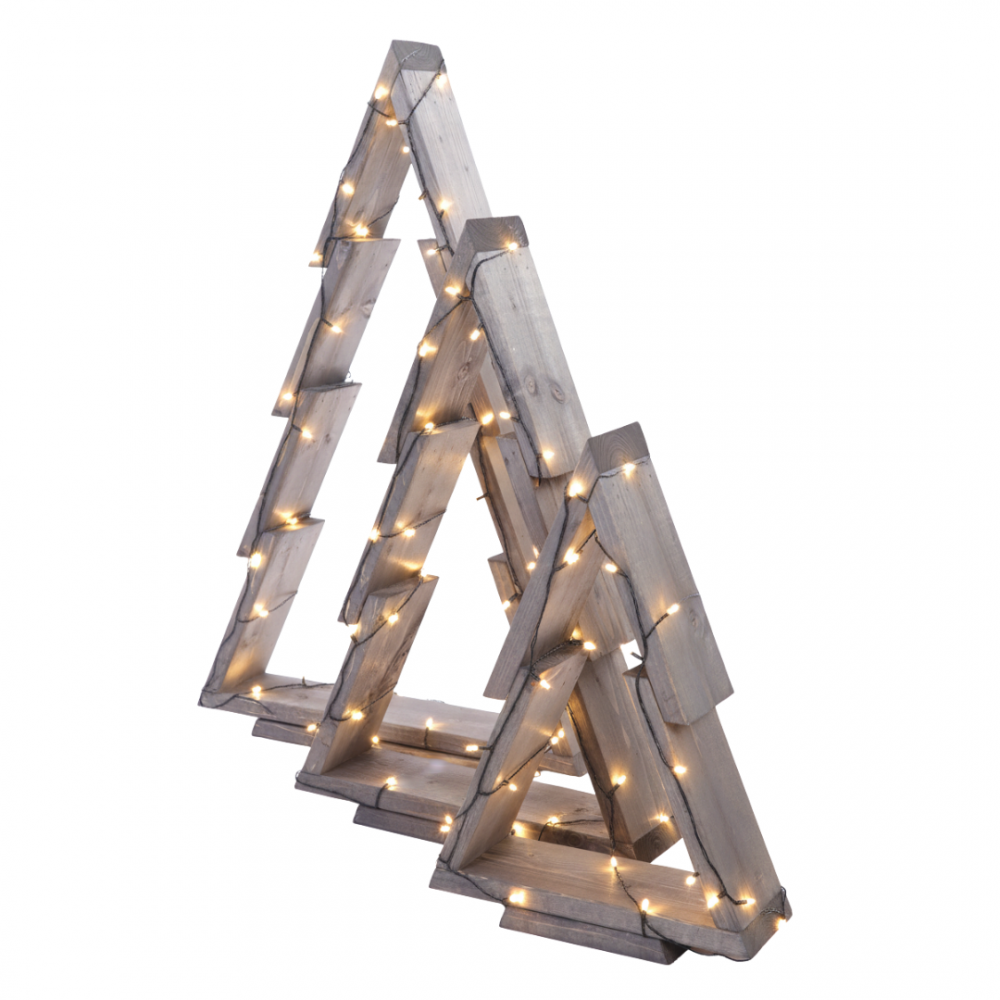 Zestaw 3 choinek CHOINKI DREWNIANE KOMPLET 43-75cm ZMONTOWANE IMPREGNAT