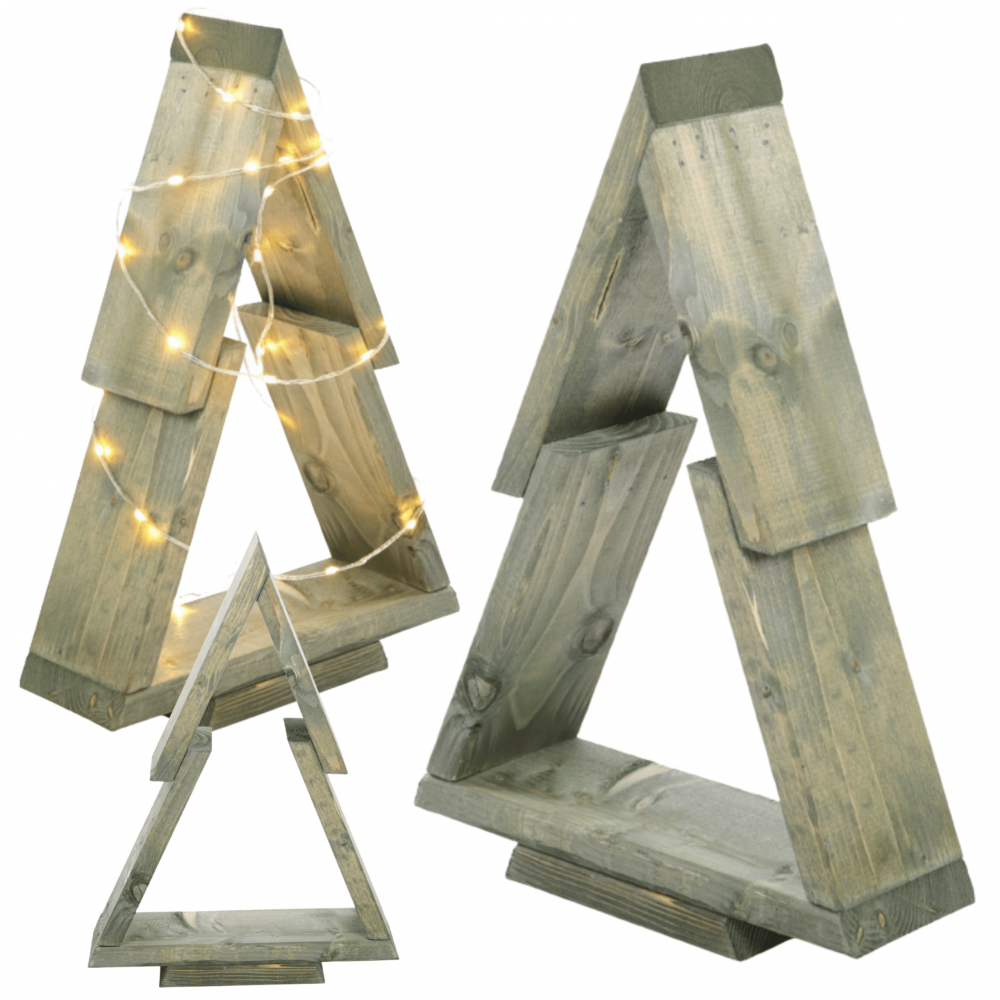 Choinka drewniana stojąca 43x30cm ZMONTOWANA IMPREGNOWANA zielona eko ozdoba