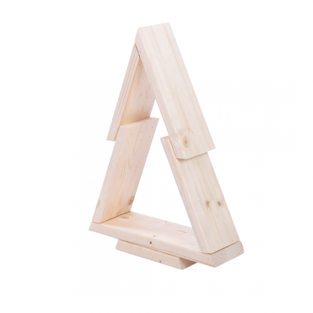 Choinka drewniana stojąca 43x30cm ZMONTOWANA IMPREGNOWANA bezbarwna eko ozdoba