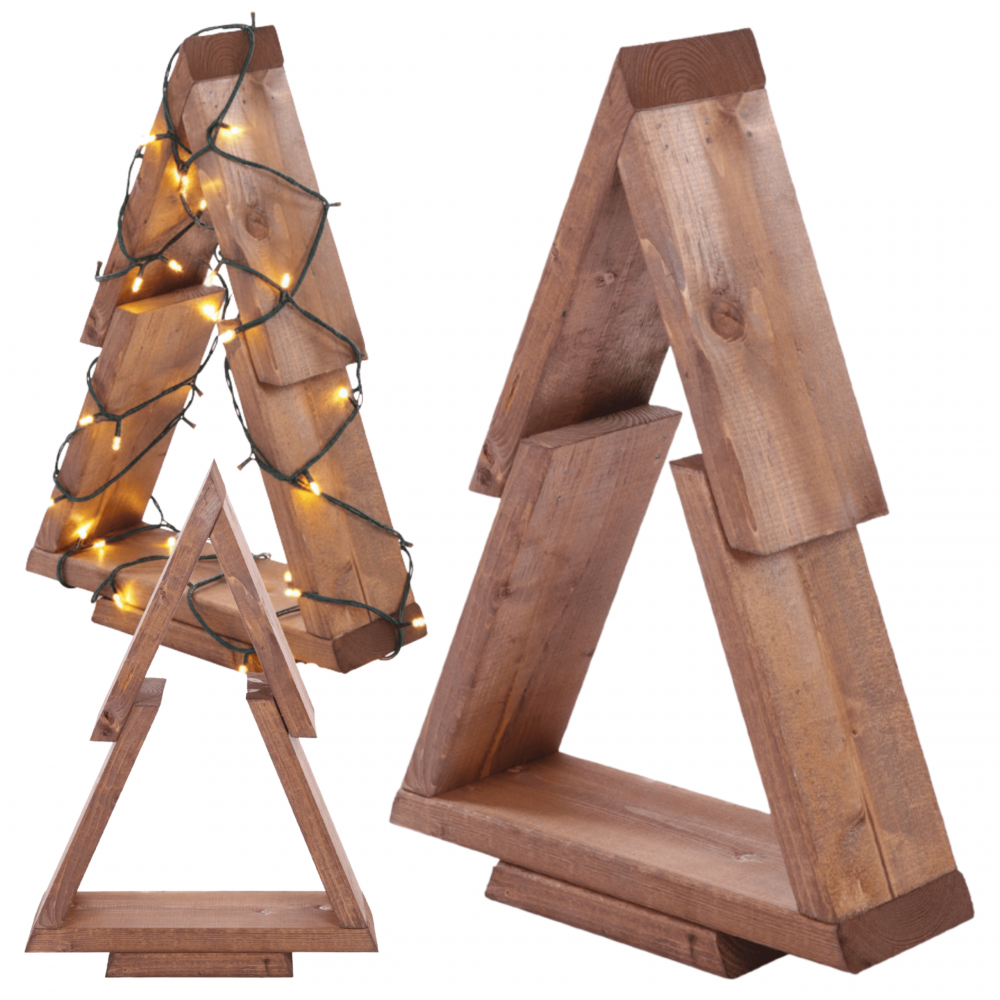 Choinka drewniana stojąca 43x30cm ZMONTOWANA IMPREGNOWANA brazowa eko ozdoba