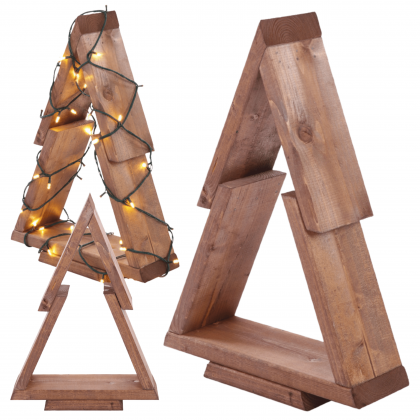 Choinka drewniana stojąca 43x30cm ZMONTOWANA IMPREGNOWANA brazowa eko ozdoba