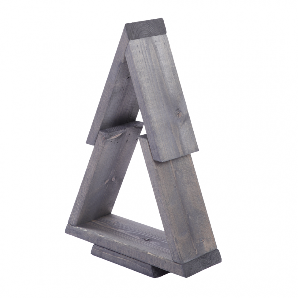 Choinka drewniana stojąca 43x30cm ZMONTOWANA IMPREGNOWANA szara eko ozdoba