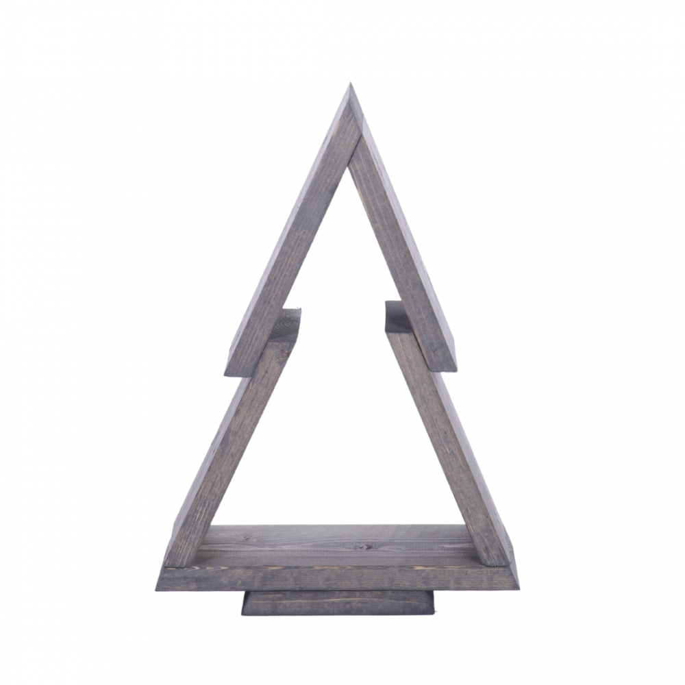 Choinka drewniana stojąca 43x30cm ZMONTOWANA IMPREGNOWANA szara eko ozdoba