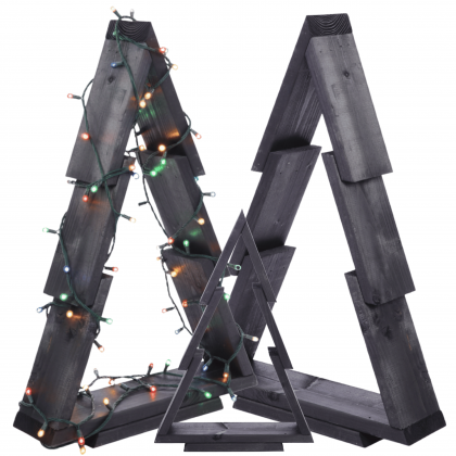 Choinka drewniana stojąca 59,5x39cm ZMONTOWANA IMPREGNOWANA czarna eko ozdoba