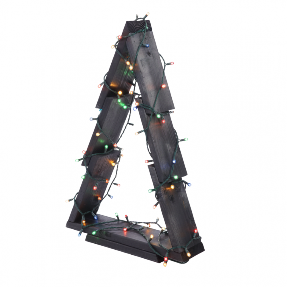 Choinka drewniana stojąca 59,5x39cm ZMONTOWANA IMPREGNOWANA czarna eko ozdoba