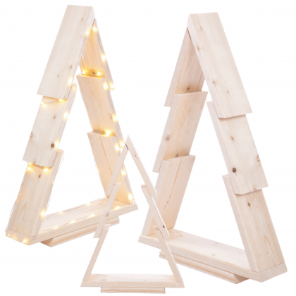 Choinka drewniana stojąca 59,5x39cm ZMONTOWANA IMPREGNOWANA bezbarwna eko ozdoba