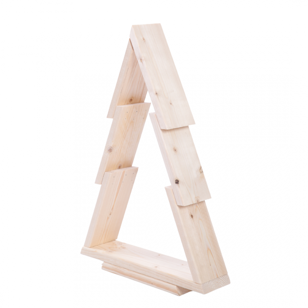 Choinka drewniana stojąca 59,5x39cm ZMONTOWANA IMPREGNOWANA bezbarwna eko ozdoba