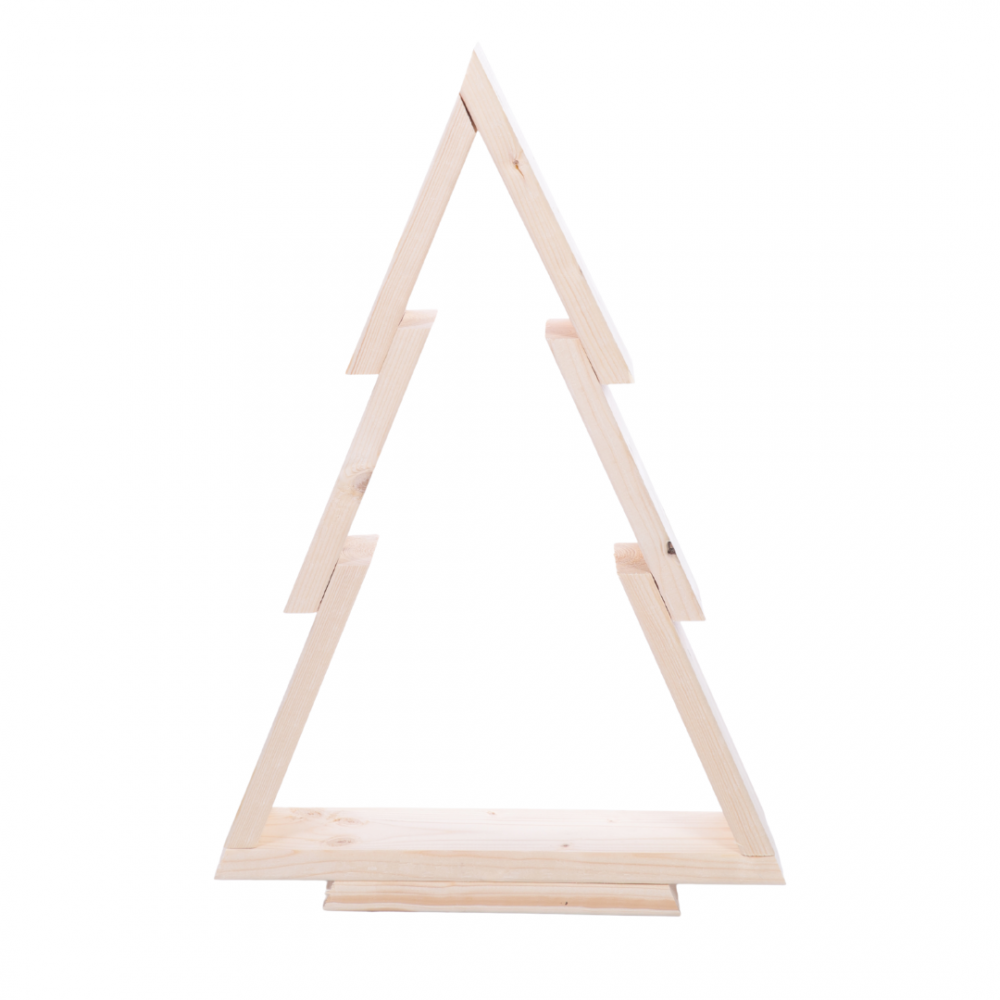 Choinka drewniana stojąca 59,5x39cm ZMONTOWANA IMPREGNOWANA bezbarwna eko ozdoba