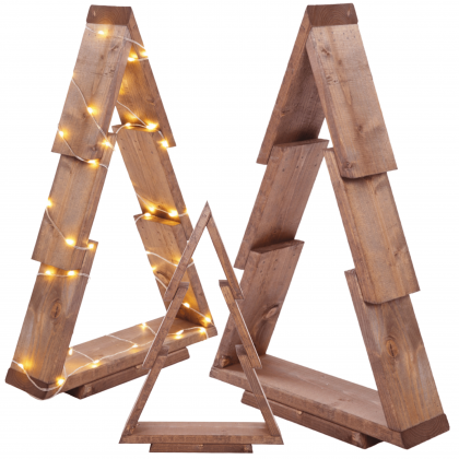 Choinka drewniana stojąca 59,5x39cm ZMONTOWANA IMPREGNOWANA brazowa eko ozdoba