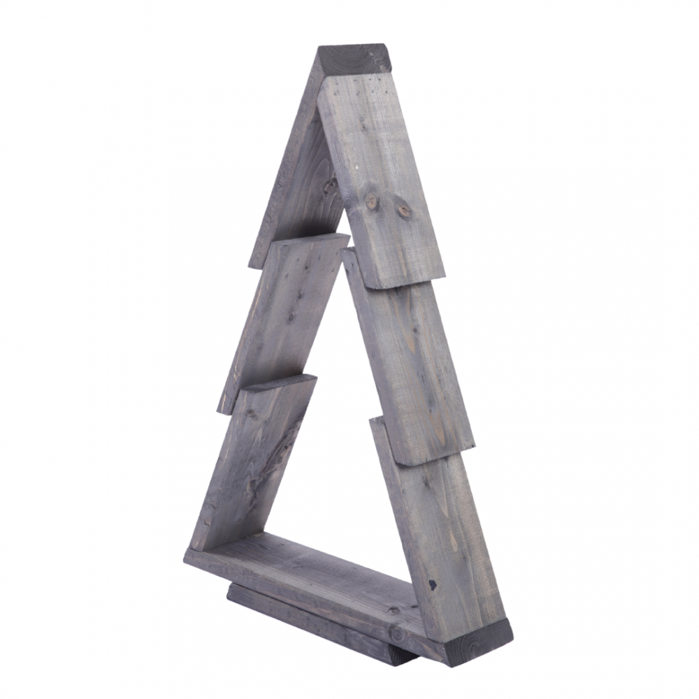 Choinka drewniana stojąca 59,5x39cm ZMONTOWANA IMPREGNOWANA szara eko ozdoba