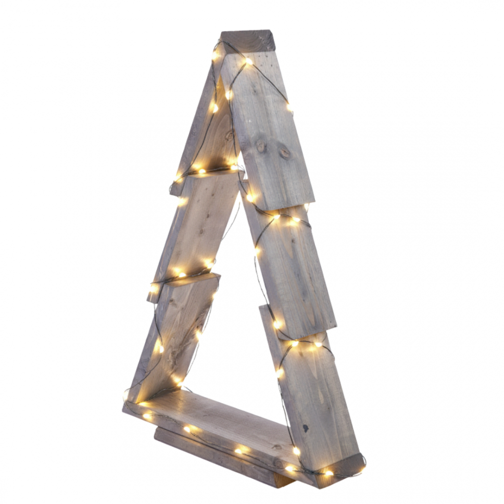 Choinka drewniana stojąca 59,5x39cm ZMONTOWANA IMPREGNOWANA szara eko ozdoba