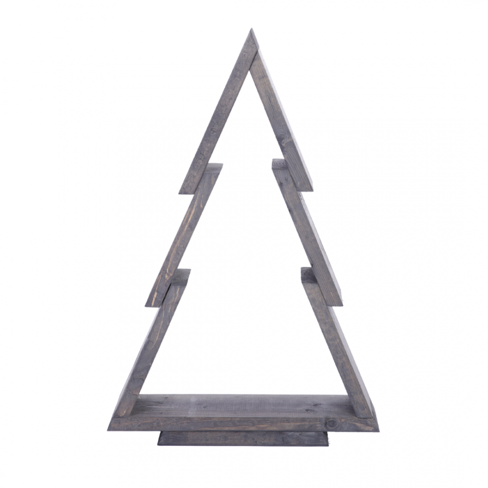 Choinka drewniana stojąca 59,5x39cm ZMONTOWANA IMPREGNOWANA szara eko ozdoba